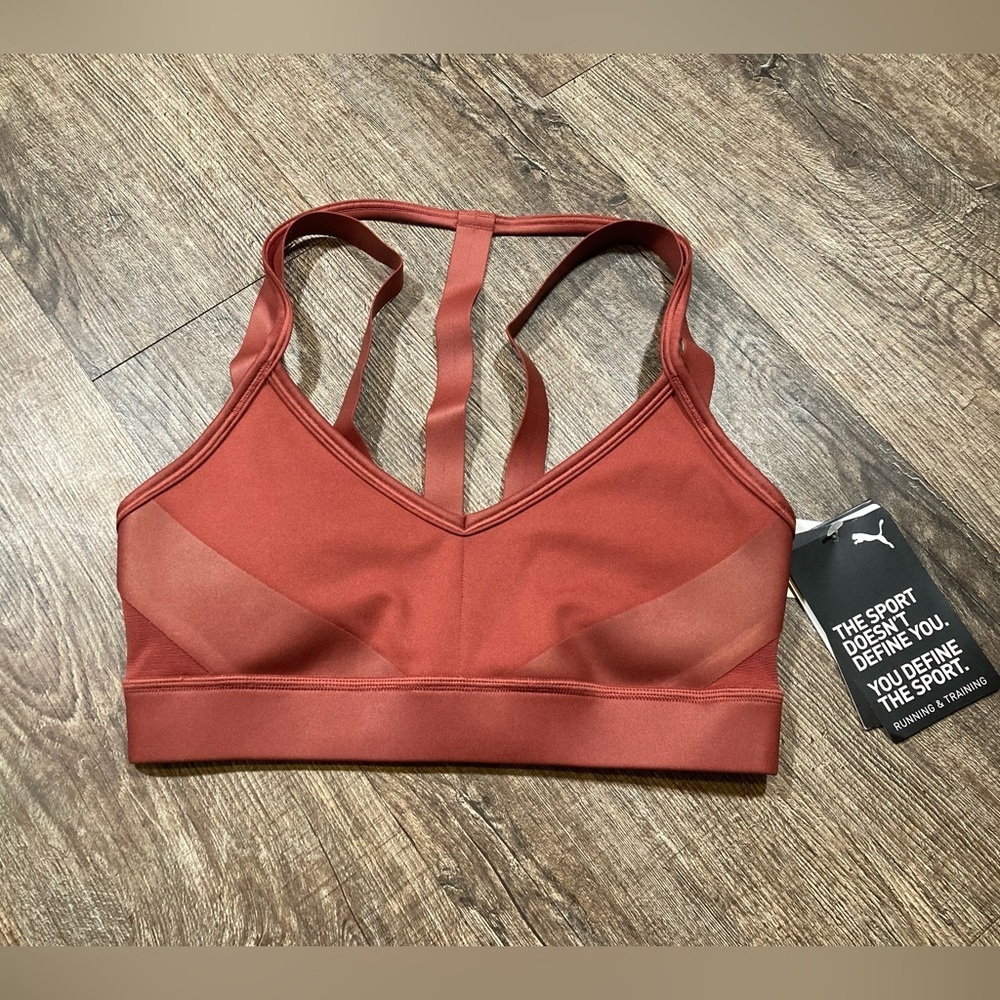 New Puma Women’s Low Impact Fashion Luxe Sports Bra Cowhide Sz XS